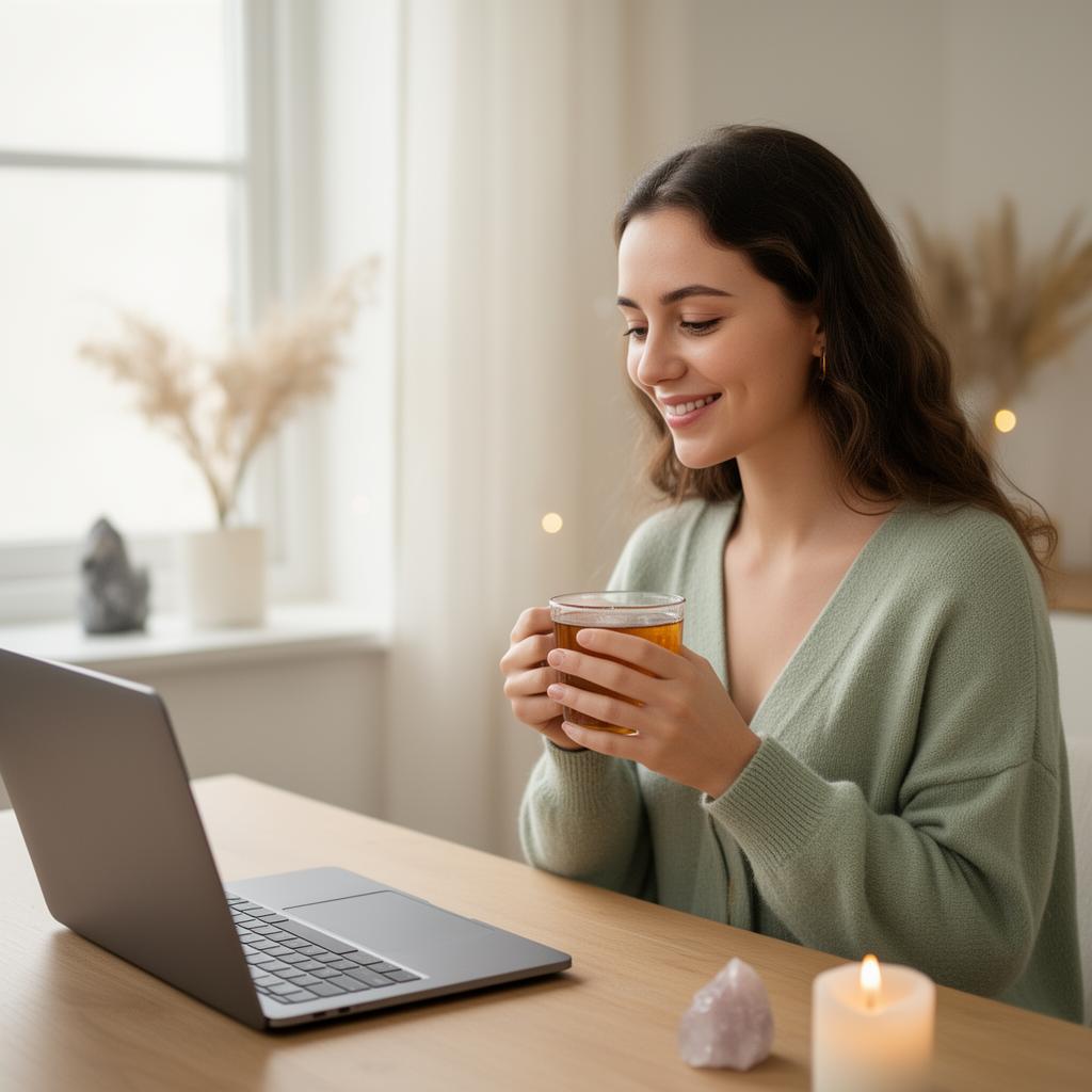 Client enjoying a private phone and Zoom psychic consultation
