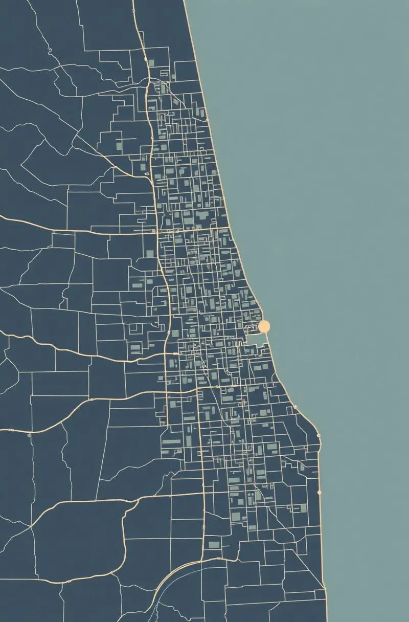 Stylized aerial map illustration of the Chicagoland service area